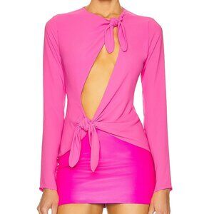 THE ATTICO ZELDA BLOUSE in Neon Fuchsia Pink